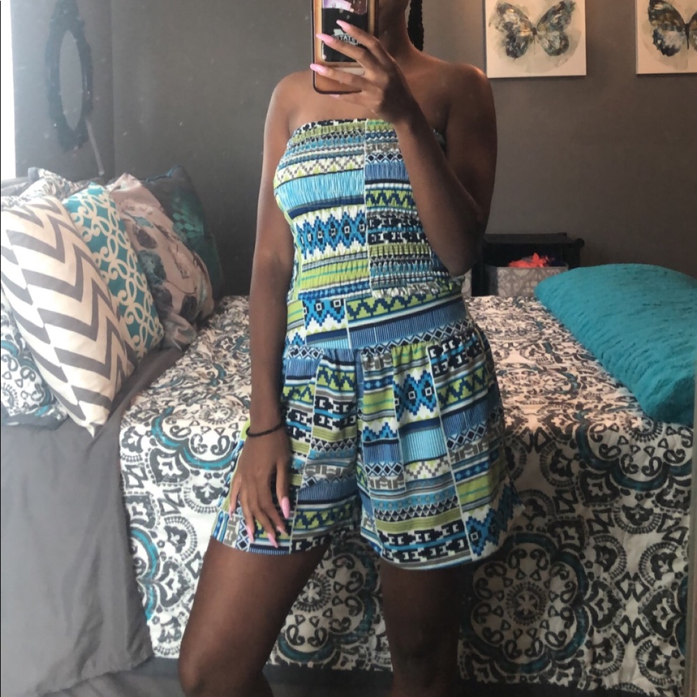 Blue and Green Romper